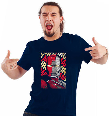montae Graphic Print Men Round Neck Dark Blue T-Shirt