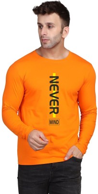 TEEFOX Printed Men Round Neck Orange T-Shirt