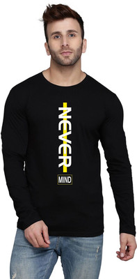 SLOWLORIS Typography Men Round Neck Black T-Shirt