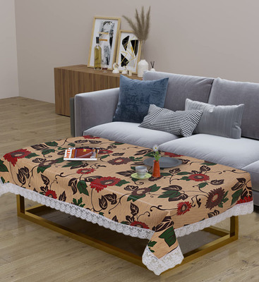 KEA Printed 4 Seater Table Cover(PEACH FLOWERS, PVC)