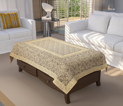 EASTTARDOMM Cotton 4 Seater Floral Table Cover(Gold)