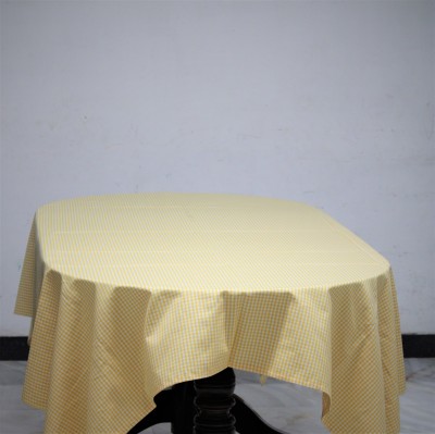 Bigmoon Checkered 6 Seater Table Cover(Yellow, Cotton)