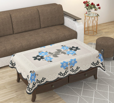 WiseHome Cotton 4 Seater Floral Table Cover(Blue)