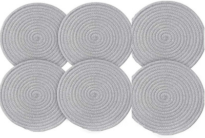 Textile and Beyond Round Pack of 6 Table Placemat(Grey, Cotton)