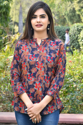 FANCIFY Casual Floral Print Women Multicolor Top