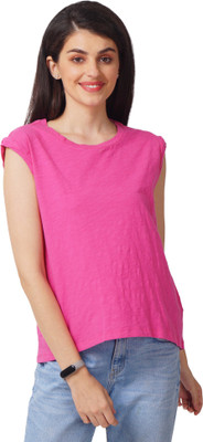 SELFYS Casual Solid Women Pink Top