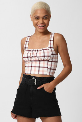 FOREVER 21 Casual Checkered Women Multicolor Top