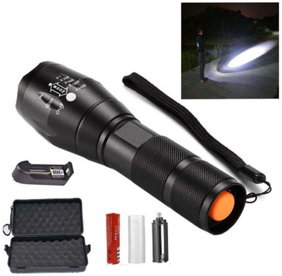 Small Sun Electric Rechargeable Powerful Bright Black 5 Mode Torch Waterproof Portable Long Focus Mode Small Flashlight Torch(Black, 12 cm, Rechargeable)