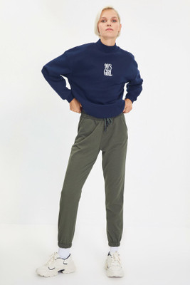 Trendyol Solid Women Green Track Pants