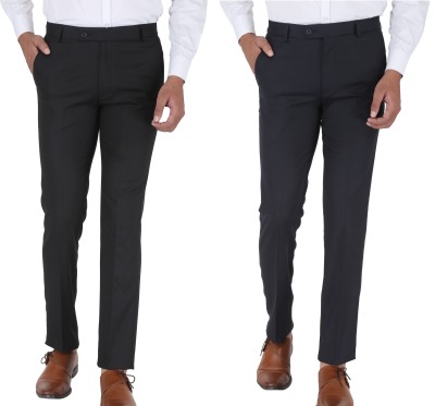 Maleno Slim Fit Men Black, Blue Trousers