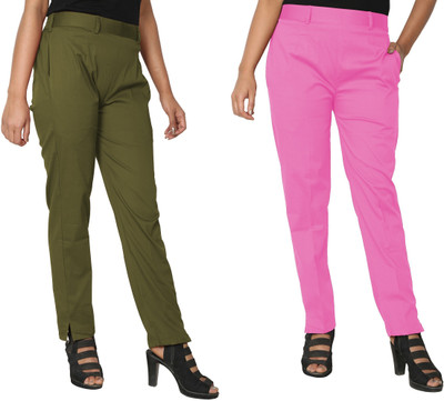 PINOVO Regular Fit Women Light Green, Pink Trousers