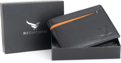 REDHORNS Men Formal, Casual, Trendy Black Genuine Leather Card Holder(8 Card Slots)