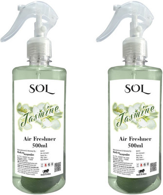 Sol Jasmine Car Freshener Spray Jasmine Air Freshener pack of 2 - 500ml each(2 x 500 ml)