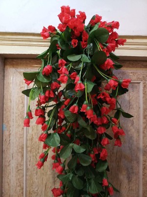 well art gallery Well Art Gallery Artificial Hanging Rose Orchid Flower Vine for Indoor and Outdoor Decoration Artificial Orchid Flower for Home Office Party Decoration (Set of 1) (red) Red Orchids Artificial Flower(20 cm, Pack of 1, Garlands)