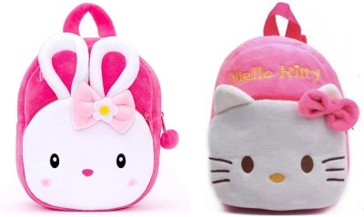 Zoi Soft bag Hello Kitty & Rabbit Plush Bag For Cute Kids 2-5 Years (Multicolor) - 14 cm - 14 inch 4 L Backpack(Multicolor)