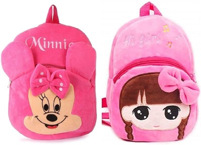 GLK ENTERPRISES PINK MINNIE AND PLUSH HI GIRL KIDS BAG School Bag(Multicolor, 12 L)