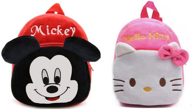 Zoi Soft Toy Bag Mickeymouse & Hello Kitty Plush Bag For Cute Kids 2-5 Years Plush Bag(Multicolor, 4 L)