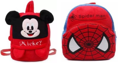 ASKOVID Combo of Kids School Bags Spiderman and mickey 14inch Backpack (Red) Backpack(Multicolor, Multicolor, Multicolor, 10 L)