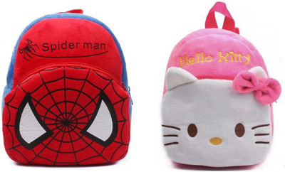 Bluemoon BM-Latch_combo of 2 red spiderman, pink hello kitty_866 12 L Backpack(Multicolor)