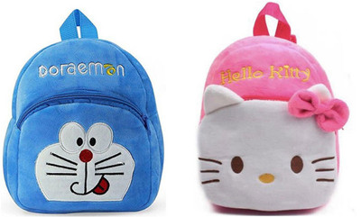 Zoi Soft Toy Bag Hello Kitty & Doraemon Plush Bag For Cute Kids 2-5 Years Plush Bag(Multicolor, 4 L)