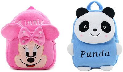 AMANVANI BM-combo of 2 pink minnie , blue panda_702 12 L Backpack(Multicolor)
