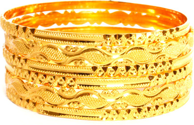 JAIRA GOLD Alloy Gold-plated Bangle Set(Pack of 6)