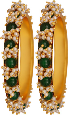 JFL - Jewellery for Less Copper Beads Gold-plated Bangle Set(Pack of 2)