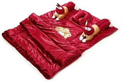 OMAJA HOME Velvet Baby Bed Sized Bedding Set(Maroon)