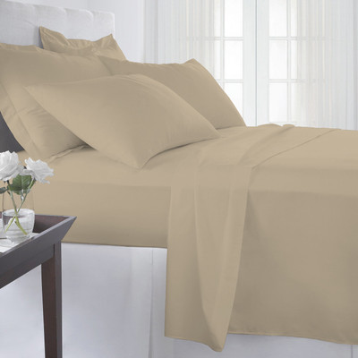 Pizuna 400 TC Cotton King Solid Fitted (Elastic) Bedsheet(Pack of 1, Simply Taupe)