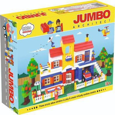 Sanchi Creation Multi Coloured 900+Pcs Mega Jumbo Architect Building Blocks with Attractive Blocks and Smooth Rounded Edges - Building Blocks for Kids as Well as Adults (900+ Blocks) - Blocks Game(Multicolor)