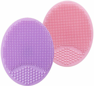 THR3E STROKES Facial Cleansing Brush,Soft Silicone Face Scrubber,Exfoliation Scrub for Massage(Pack of 2)