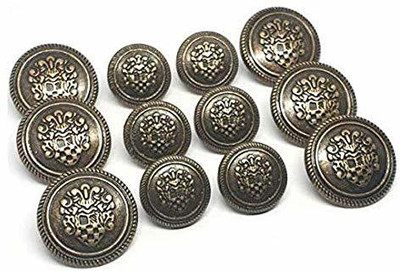 ZENITH Antique Metal Bronze Round Button for Blazer Suit, Sherwani and Indian Dresses Sports Coat Uniform Jacket Beautiful and Classy Design (Bronze 12 Coat Button) Metal Buttons(Pack of 12)