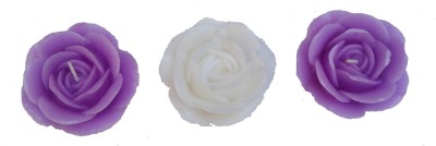 ASSA RETAILS ROSE SHAPED FLOATING WAX CANDLE (PURPLE & WHITE) - PACK OF 3 Candle(Purple, White, Pack of 3)