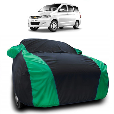 Autoprime Car Cover For Chevrolet Enjoy (With Mirror Pockets)(Black, Green)