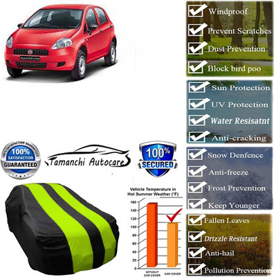 Tamanchi Autocare Car Cover For Fiat Punto Pure 1.3L Advanced Multi-Jet(Green, Black)