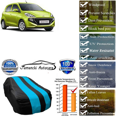Tamanchi Autocare Car Cover For Hyundai Santro Sportz SE AMT Petrol(Blue, Black)