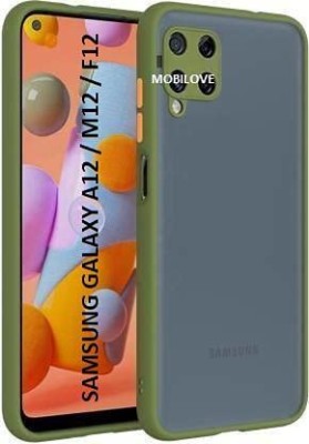 MOBILOVE Back Cover for Samsung Galaxy A12 / M12 / F12 | Smoke Translucent Shock Proof Smooth Matte Back Case(Green, Camera Bump Protector, Pack of: 1)