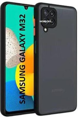 MOBILOVE Back Cover for Samsung Galaxy M32 | Smoke Translucent Shock Proof Smooth Rubberized Matte Back Case(Black, Camera Bump Protector, Pack of: 1)