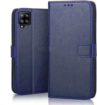 VOSKI Wallet Case Cover for Samsung Galaxy M42 Flip Cover Premium Leather with Card Pockets Kickstand 360 Degree Protection(Blue, Dual Protection, Pack of: 1)