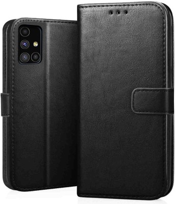 VOSKI Wallet Case Cover for Samsung Galaxy M51 Flip Cover Premium Leather with Card Pockets Kickstand 360 Degree Protection(Black, Dual Protection, Pack of: 1)