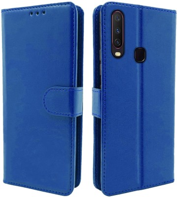 VOSKI Wallet Case Cover for VIVO U10 Flip Cover Premium Leather with Card Pockets Kickstand 360 Degree Protection(Blue, Dual Protection, Pack of: 1)