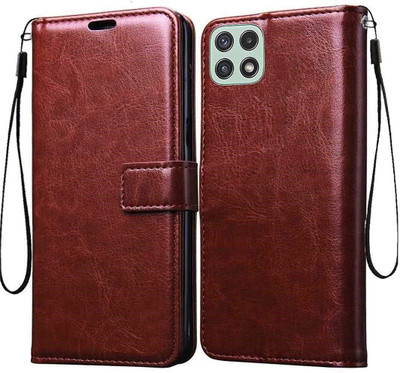 COVERBLACK Flip Cover for SAMSUNG Galaxy F42 5G(Brown, Grip Case, Pack of: 1)