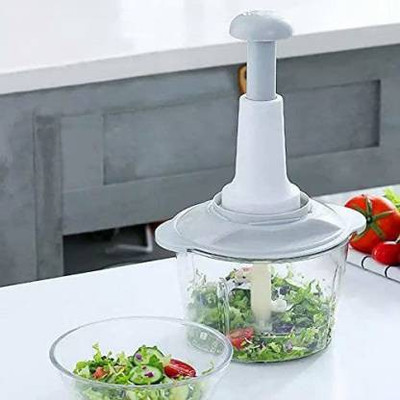 AddIntoCart Manual Speedy Hand Press Food Chopper-Care Bliss BPA Free Stainless Steel Blade Vegetable & Fruit Chopper(SET OF 1)