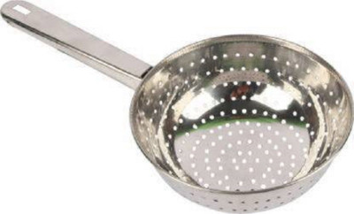 PuthaK Stainless Steel Handheld Poha Chalni Strainer with Hole Bowl Size Colander(Silver Pack of 1)