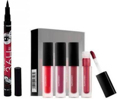 Prefetto COSMO Matte Red Edition mini Lipsticks & Yanquina 36H Liquid Eyeliner(2 Items in the set)