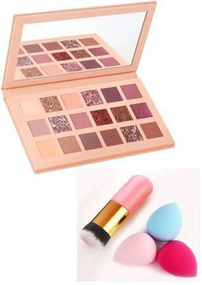 Nyn TYA Eyeshadow Palette 18 Color Makeup Palette Highlighters Eye Make Up High Pigmented Professional Mattes and Shimmers & 24 Makeup Foundation brushe & beauty Blender (3 Items in the set)(3 Items in the set)