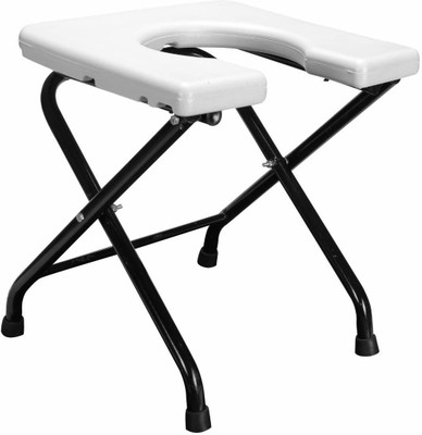 kv enterprises Commode Chair(White, Black)