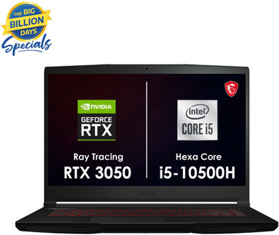 MSI GF63 Thin Core i5 10th Gen - (8 GB/512 GB SSD/Windows 10 Home/4 GB Graphics/NVIDIA GeForce RTX 3050/144 Hz) GF63 Thin 10UC-607IN Gaming Laptop(15.6 inch, Black, 1.86 kg) MSI GF63 Thin Core i5 10th Gen - (8 GB/512 GB SSD/Windows 10 Home/4 GB Graphics/NVIDIA GeForce RTX 3050/144 Hz) GF63 Thin 10UC-607IN Gaming Laptop(15.6 inch, Black, 1.86 kg)