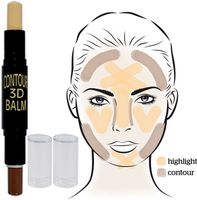 ADJD 2 in 1 Highlight and 3D Contour Balm Stick, Multicolor Concealer(MULTICOLOR, 6.2 g)