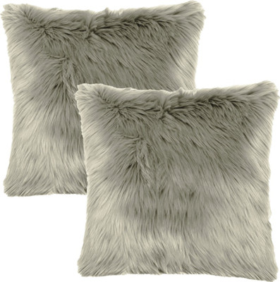 PICKKART Microfibre Solid Cushion Pack of 2(SIlver Grey)
